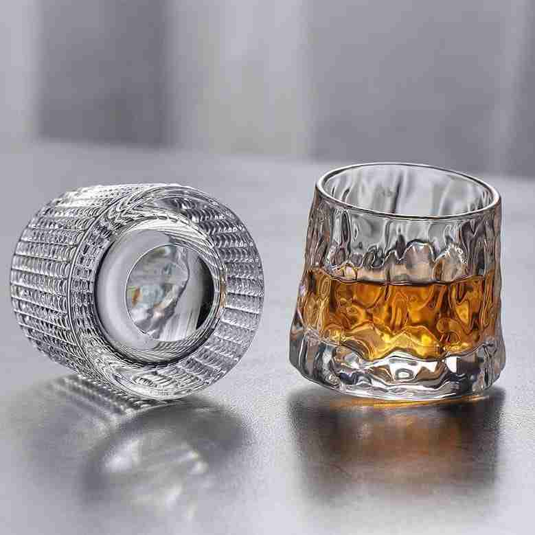 Dancing Whiskey Glass Set of 6 Pcs | Rotable Bottom- Spining Glasses-225 ml