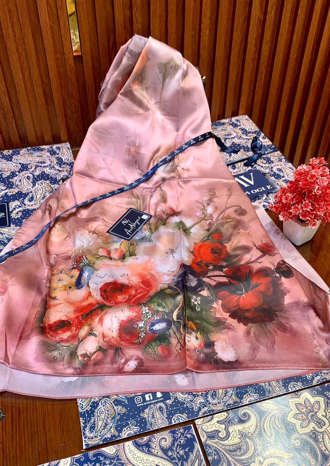 Pink Pretty Collection- Trending Floral Printed Silk Scarves & Stoles Wrap