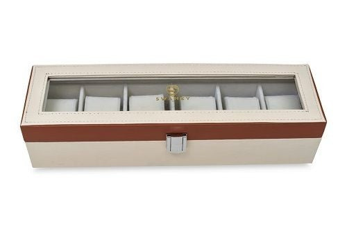 Swanky 6 slot leather watch box holder