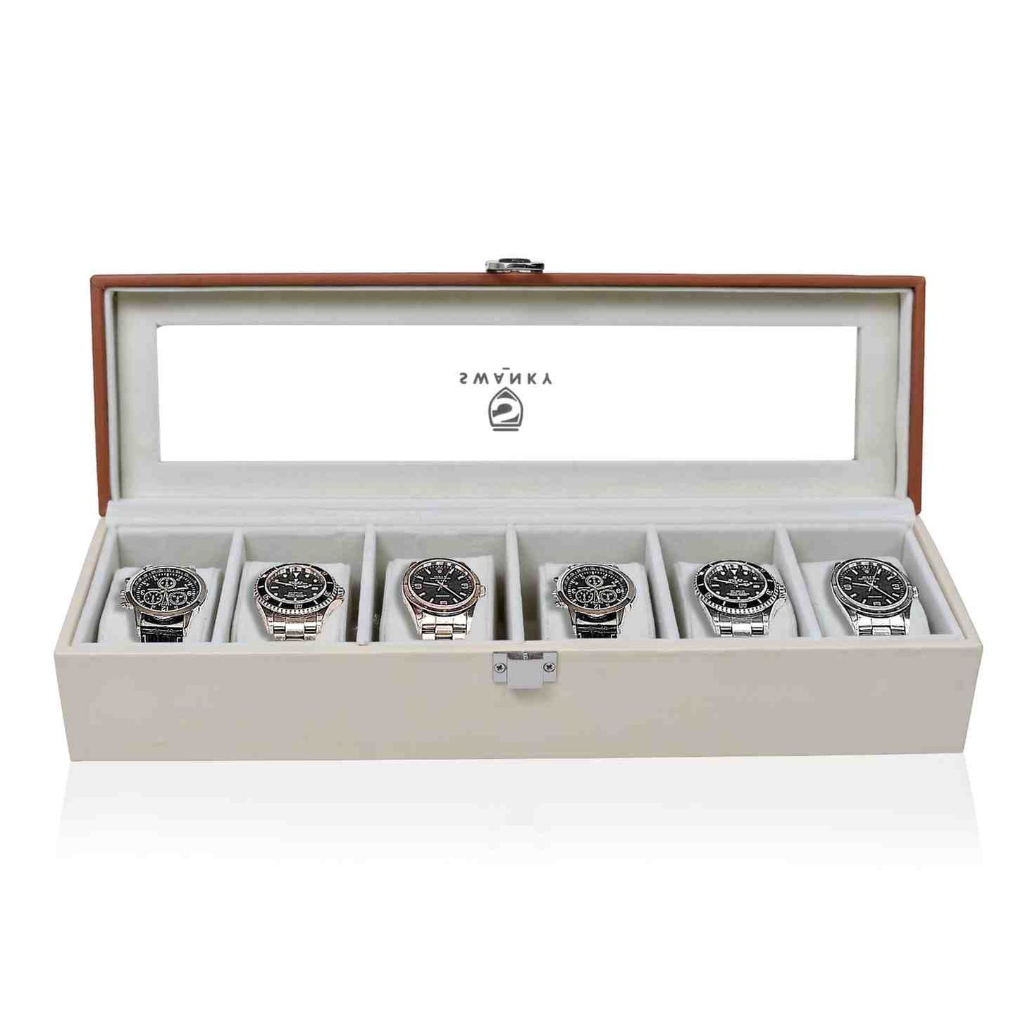 Swanky 6 slot leather watch box holder