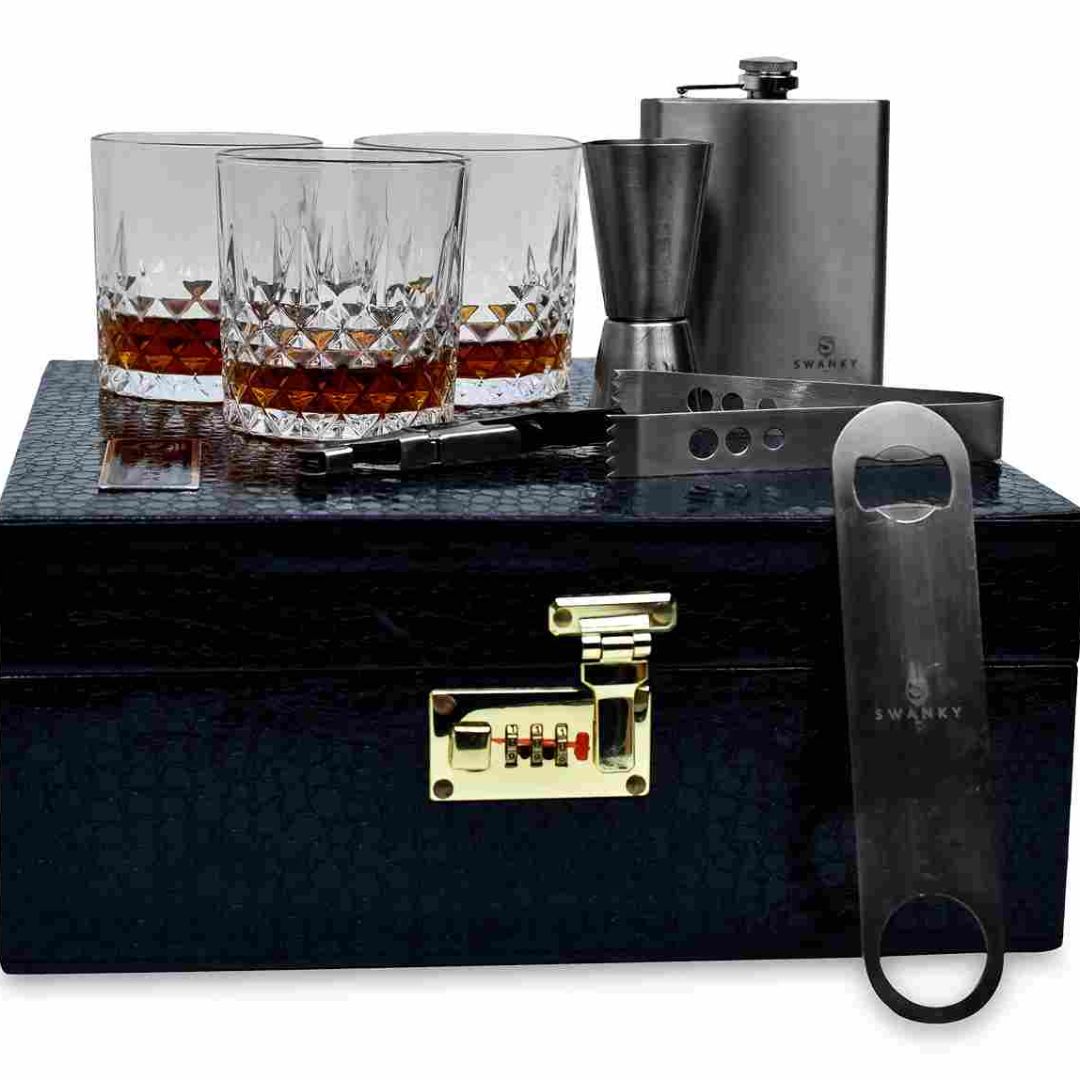 Buy Black Croc Traveling Whiskey Bar Case Set Online