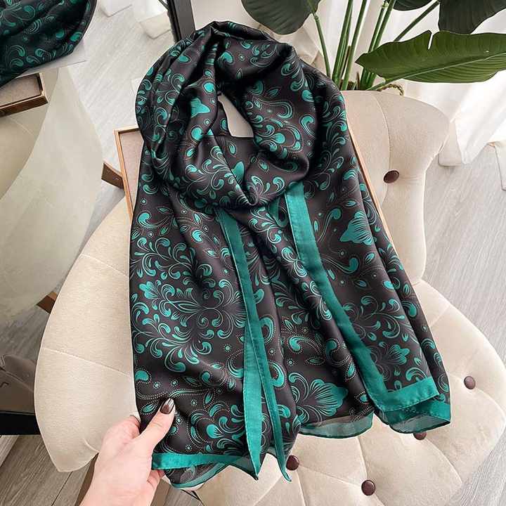 Silk Satin Stoles Summer Scarf Wrap for women f