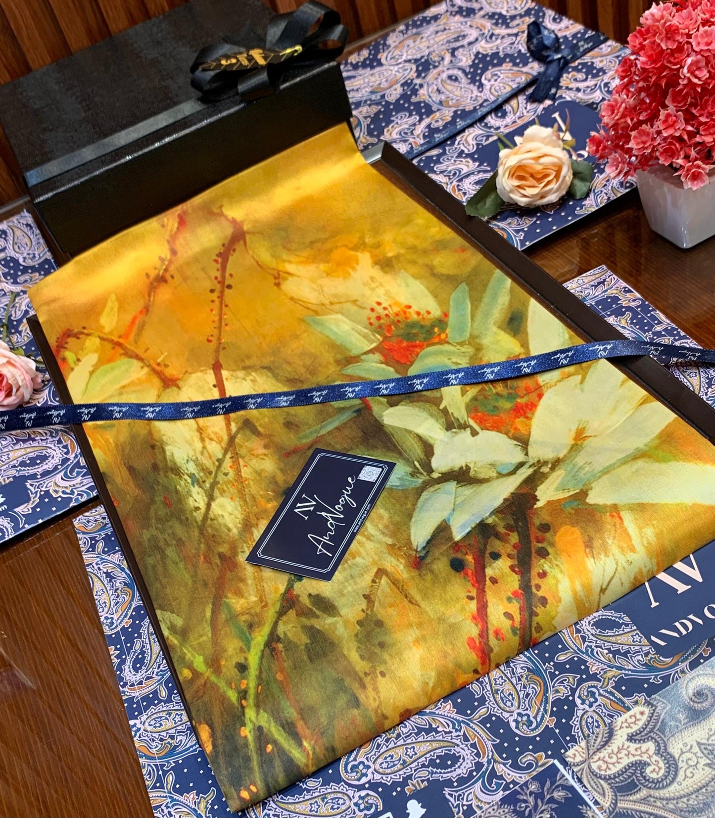 Yellow Pretty Collection- Trending Floral Printed Silk Scarves & Stoles Wrap