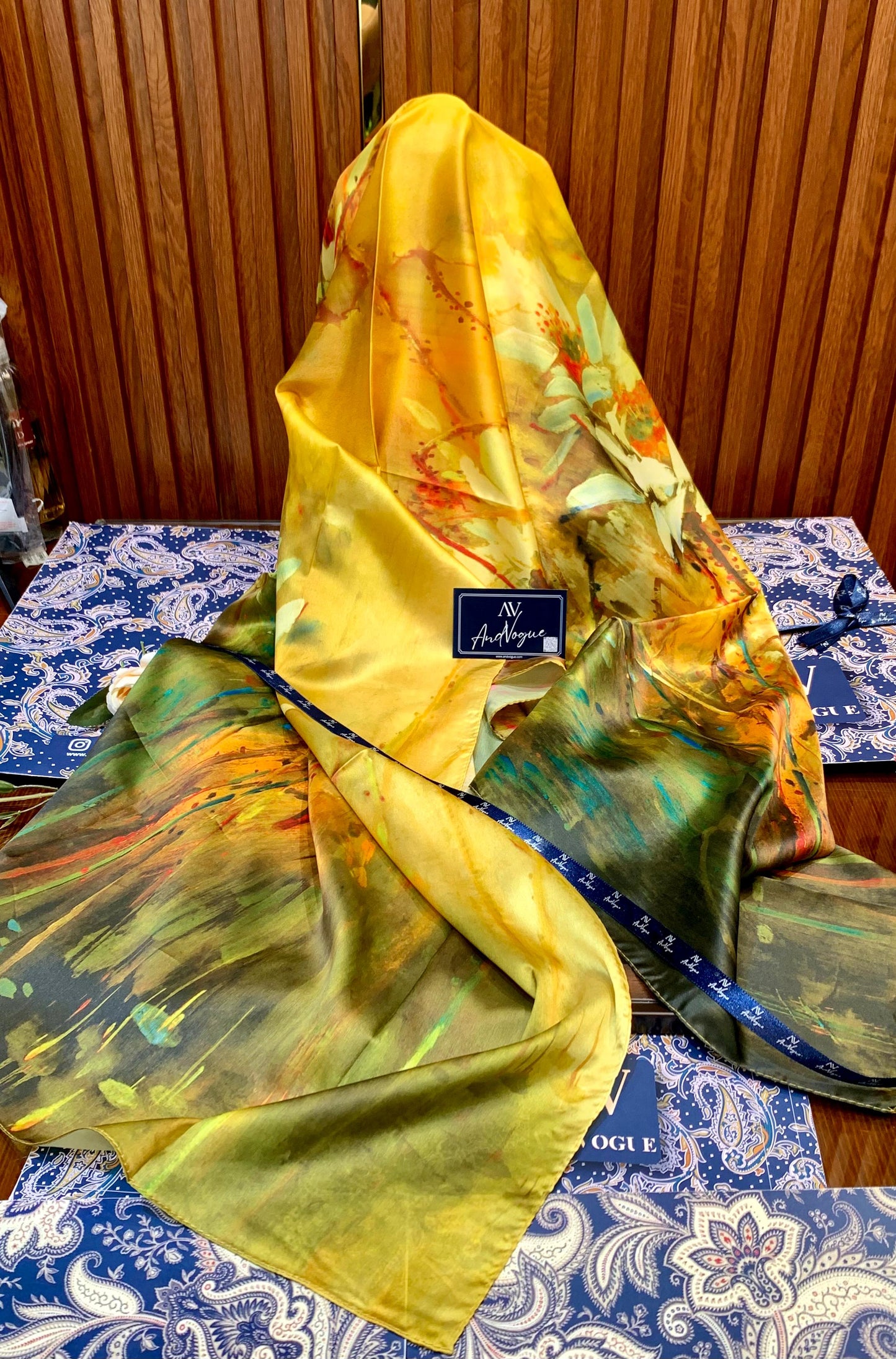 Yellow Pretty Collection- Trending Floral Printed Silk Scarves & Stoles Wrap