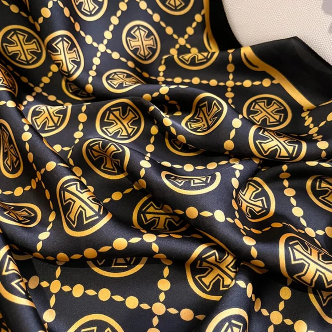 Royal Black & Gold Designer Stole – Luxe Pattern