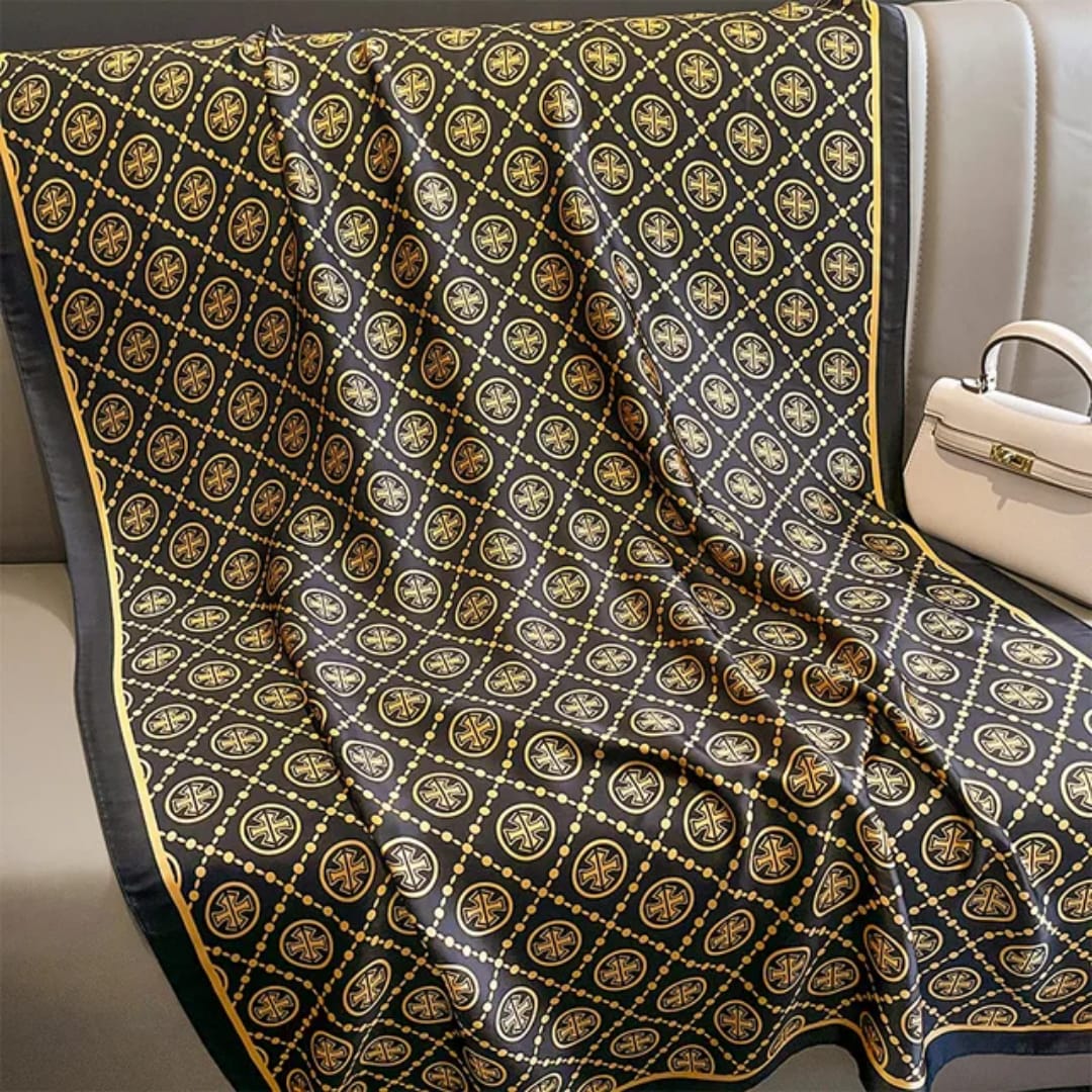 Royal Black & Gold Designer Stole – Luxe Pattern