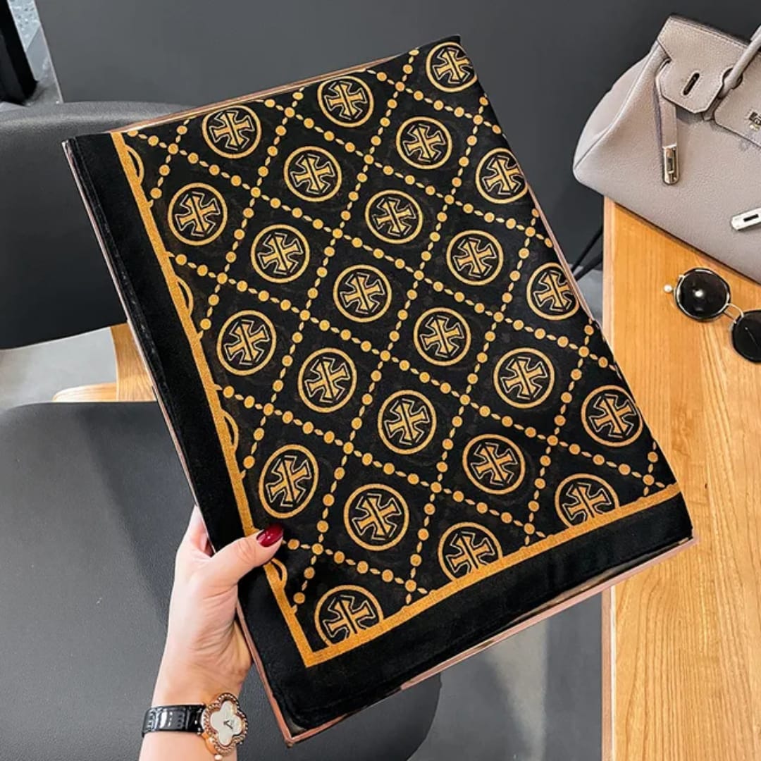 Royal Black & Gold Designer Stole – Luxe Pattern