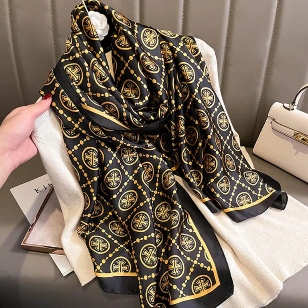 Royal Black & Gold Designer Stole – Luxe Pattern