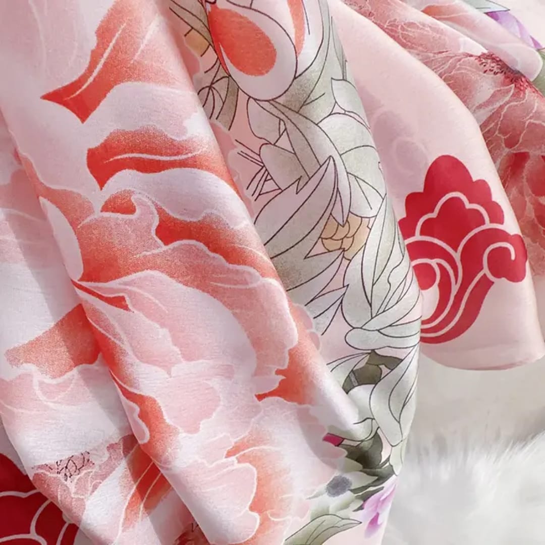 Blush Pink Floral Stole – Soft Silky Finish