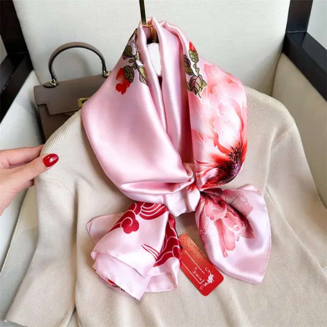 Blush Pink Floral Stole – Soft Silky Finish
