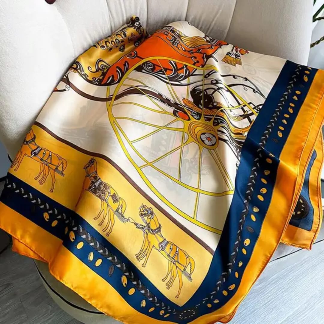 Elegant Printed Silk Scarf in Premium Satin