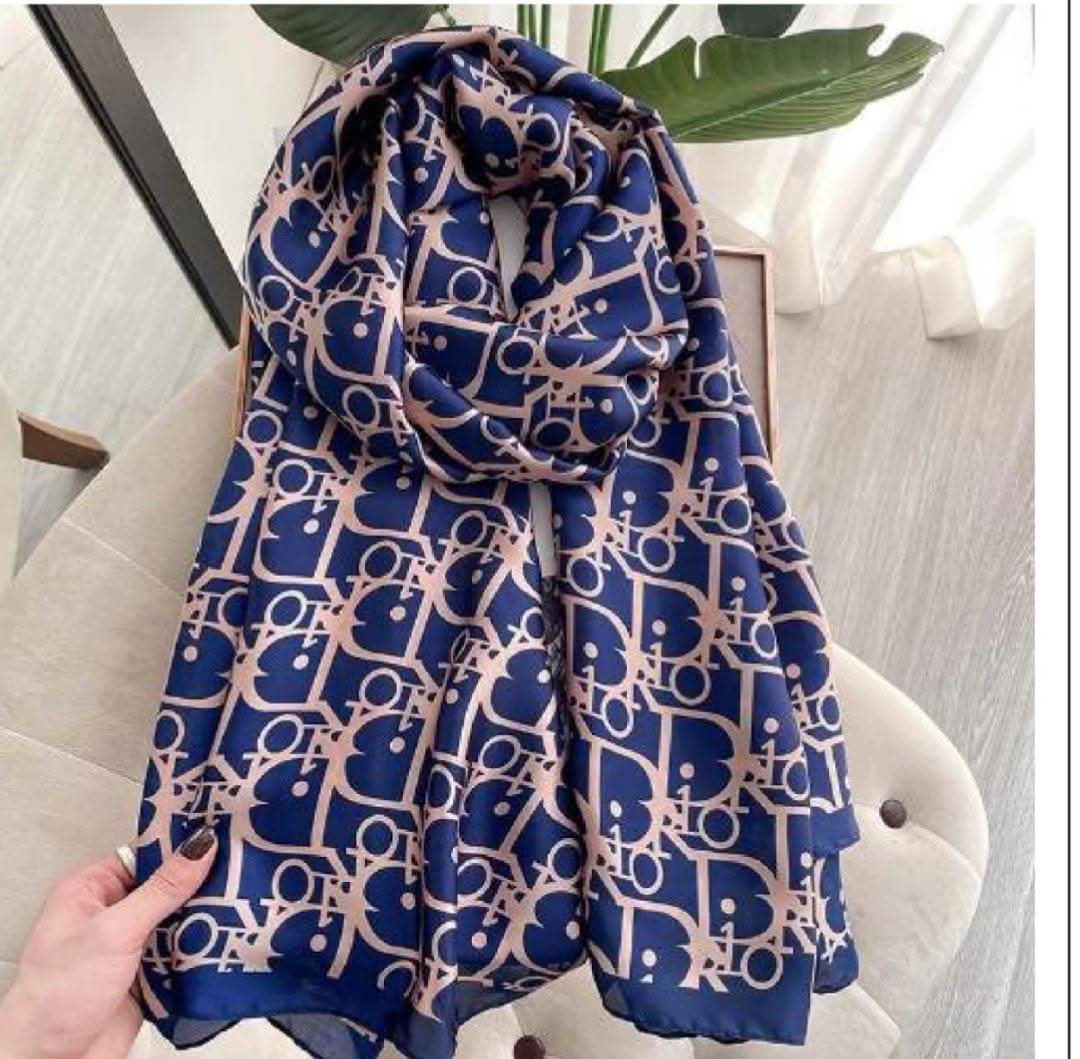 Royal Blue Designer Satin Silk Scarf
