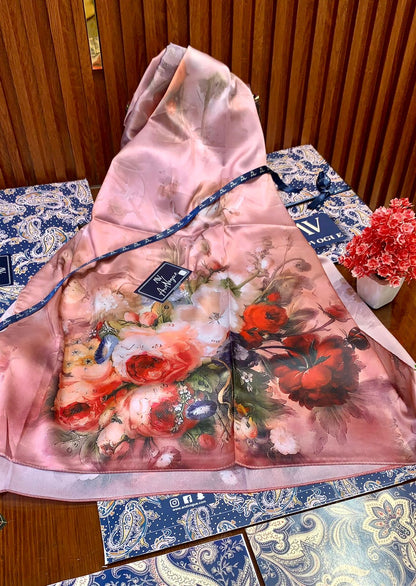 Pink Pretty Collection- Trending Floral Printed Silk Scarves & Stoles Wrap