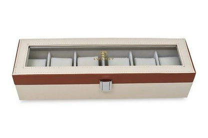 Swanky 6 slot leather watch box holder