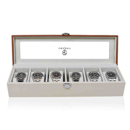 Swanky 6 slot leather watch box holder