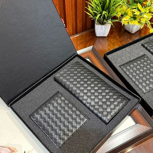 The Two-in-One Black Leather Wallet Set