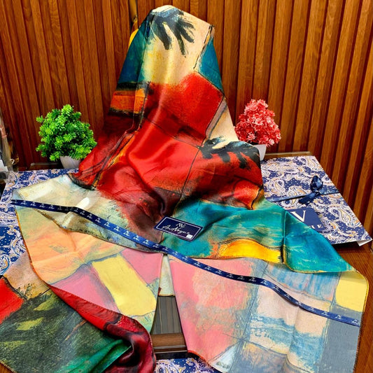 Beachy Print Pretty Collection- Trending Floral Printed Silk Scarves & Stoles Wrap