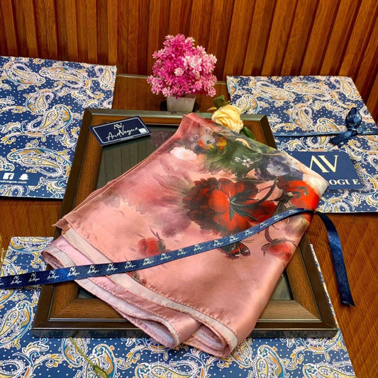 Pink Pretty Collection- Trending Floral Printed Silk Scarves & Stoles Wrap