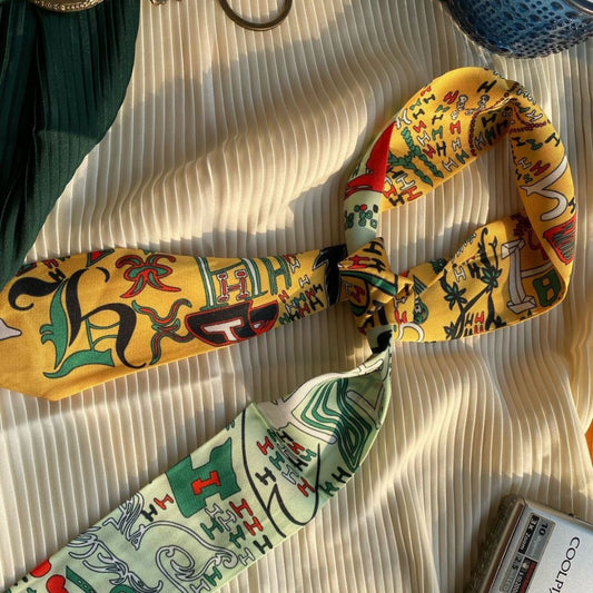 Yellow and Pastel Green  Cute Collar Scarve