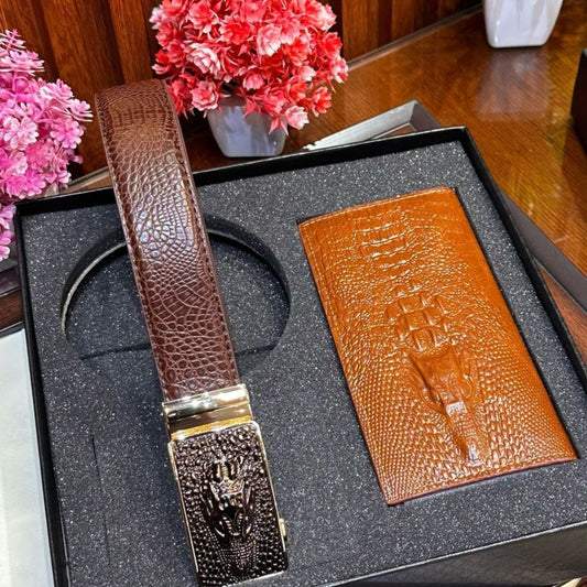 The Premium Big Wallet & Belt Collection Brown