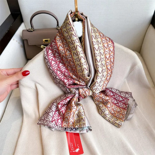 Elegant Geometric Border Stole – Beige Luxe Finish