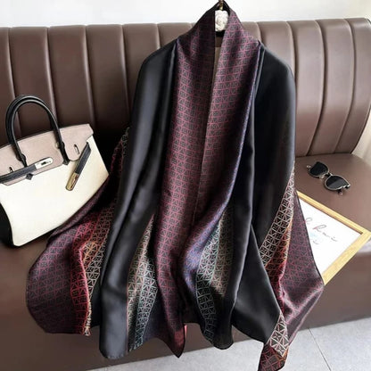 Chic Geometric Pattern Stole – Black with Vibrant Accents