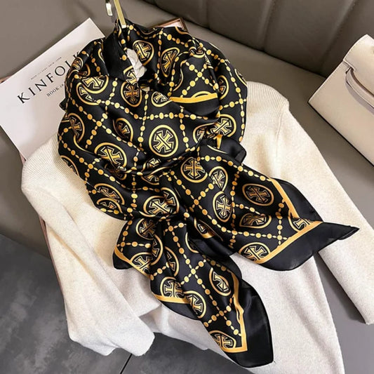Royal Black & Gold Designer Stole – Luxe Pattern