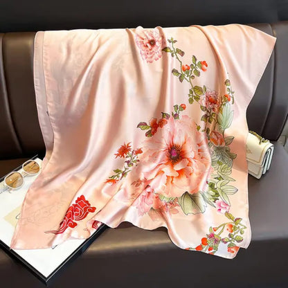 Blush Pink Floral Stole – Soft Silky Finish