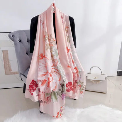 Blush Pink Floral Stole – Soft Silky Finish