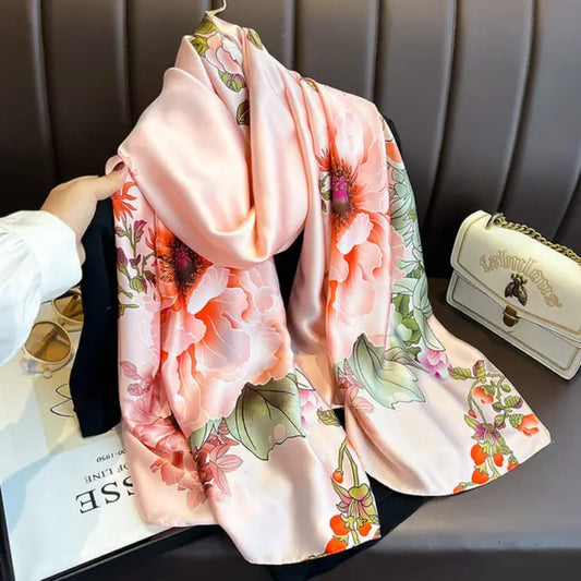 Blush Pink Floral Stole – Soft Silky Finish