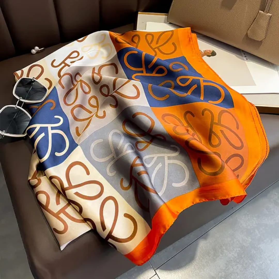 Stylish Multicolor Geometric Satin Silk Scarf