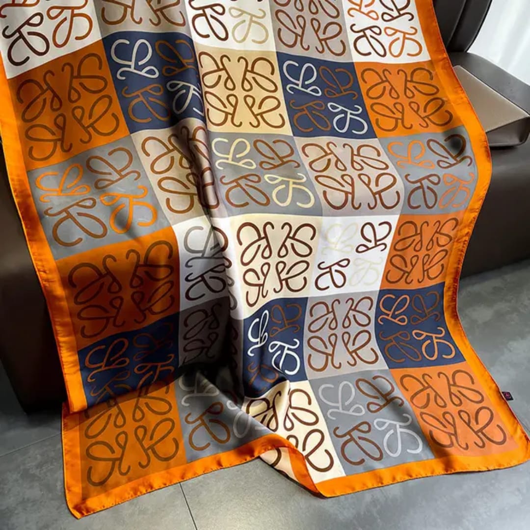 Stylish Multicolor Geometric Satin Silk Scarf