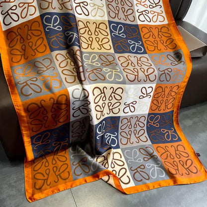 Stylish Multicolor Geometric Satin Silk Scarf