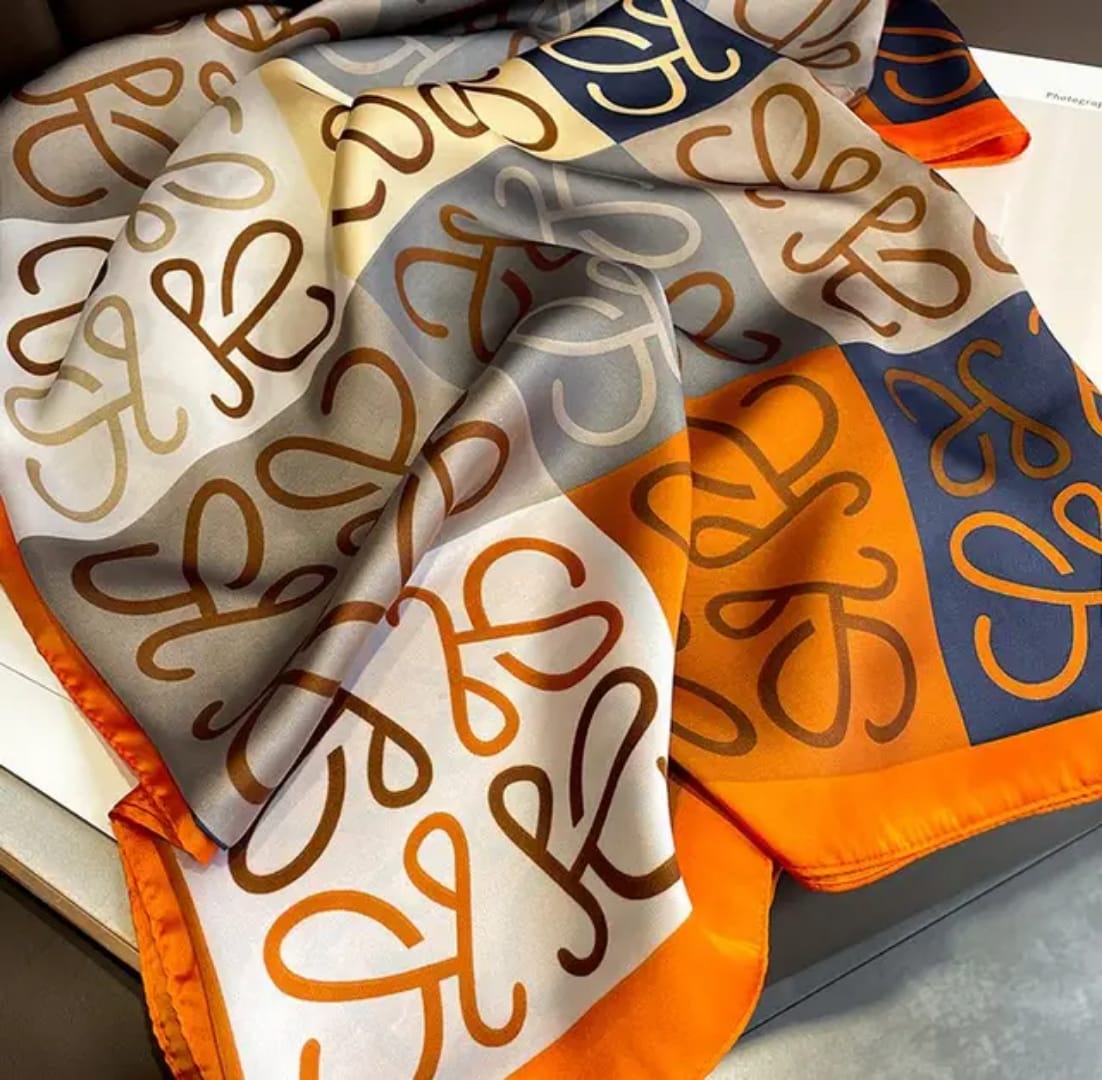Stylish Multicolor Geometric Satin Silk Scarf