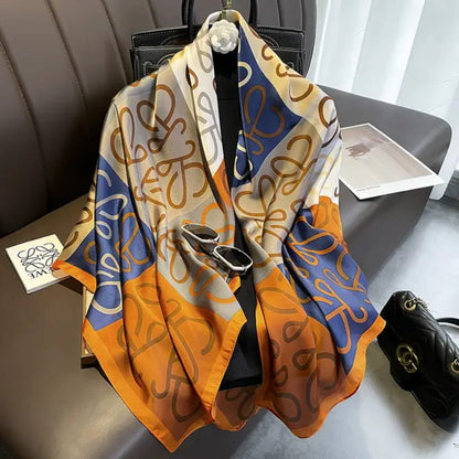 Stylish Multicolor Geometric Satin Silk Scarf