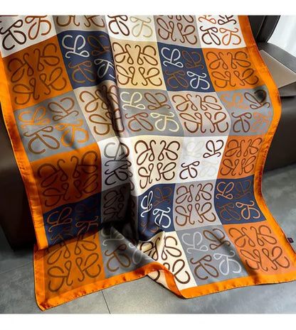 Stylish Multicolor Geometric Satin Silk Scarf