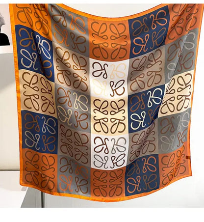 Stylish Multicolor Geometric Satin Silk Scarf