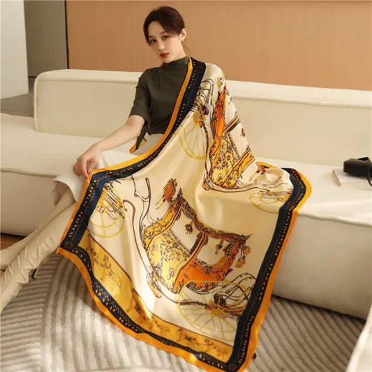 Elegant Printed Silk Scarf in Premium Satin