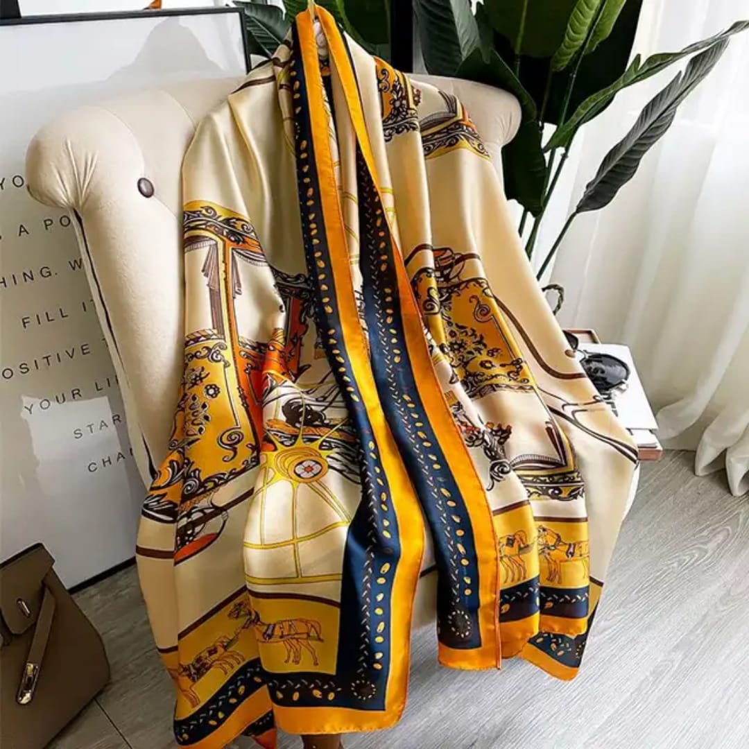 Elegant Printed Silk Scarf in Premium Satin