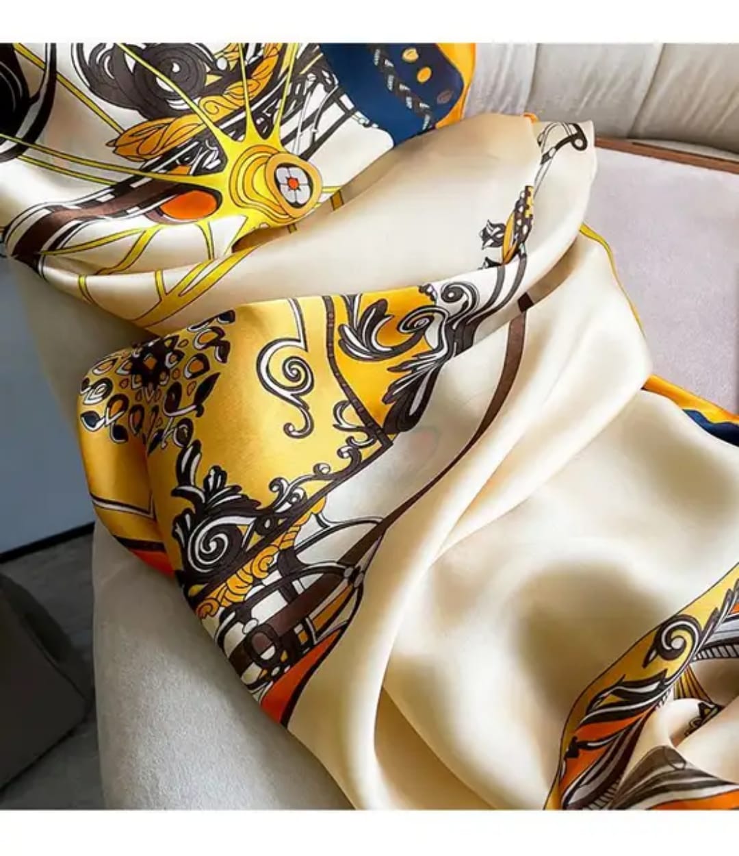 Elegant Printed Silk Scarf in Premium Satin