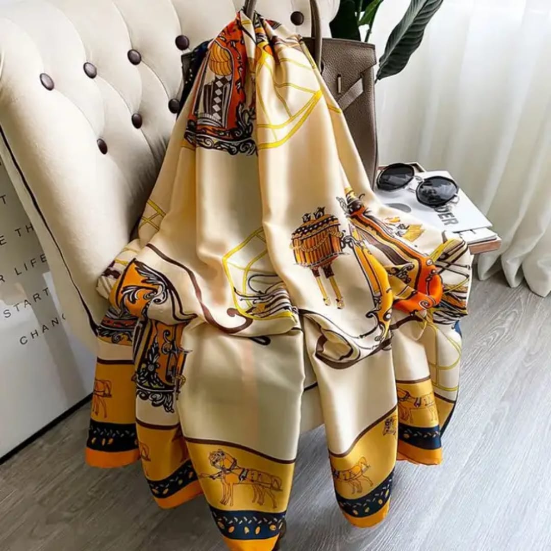Elegant Printed Silk Scarf in Premium Satin