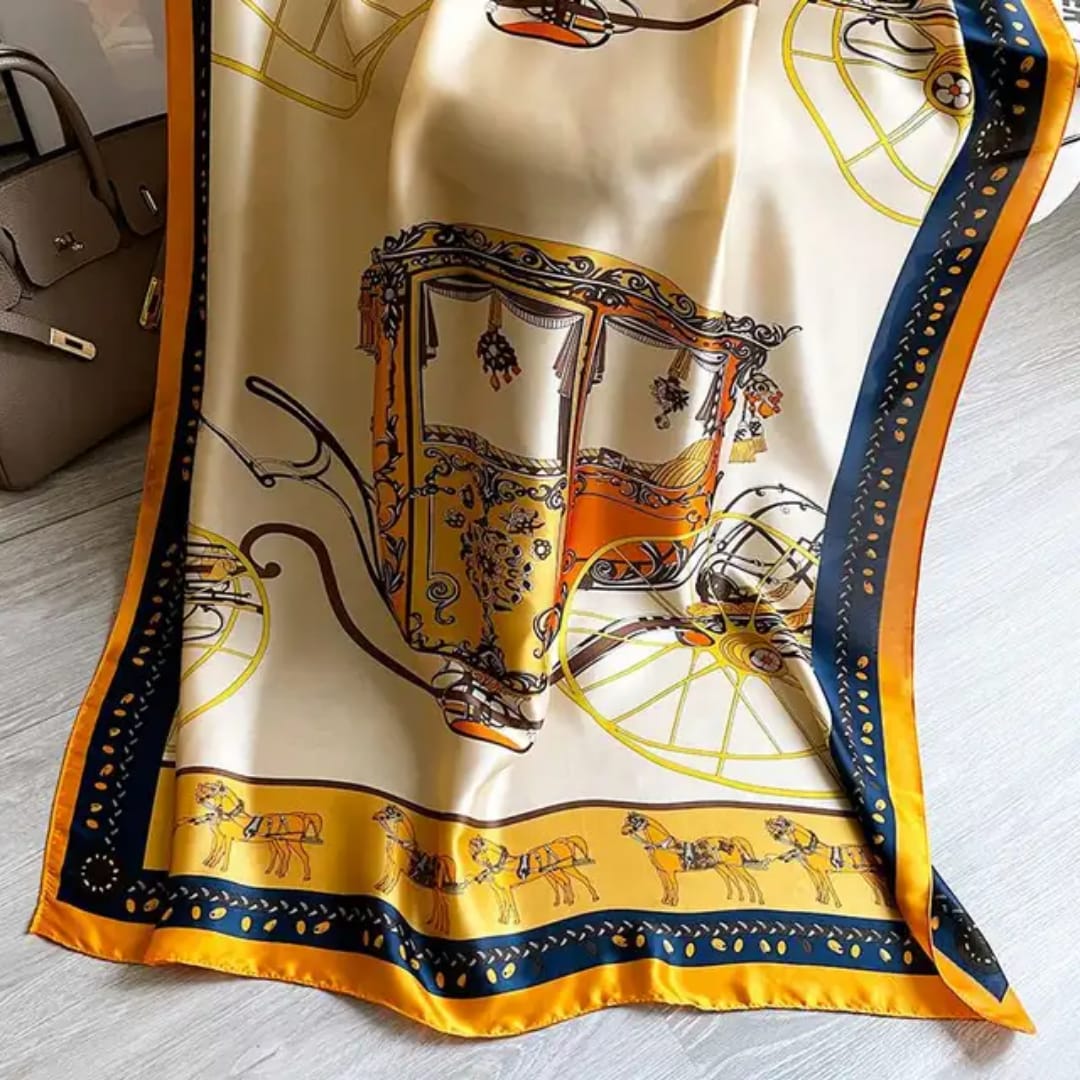 Elegant Printed Silk Scarf in Premium Satin