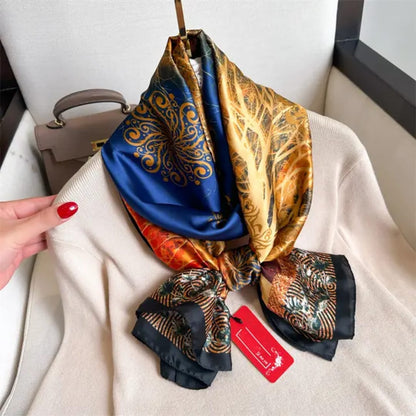 Premium Multicolor Abstract Silk Satin Scarf