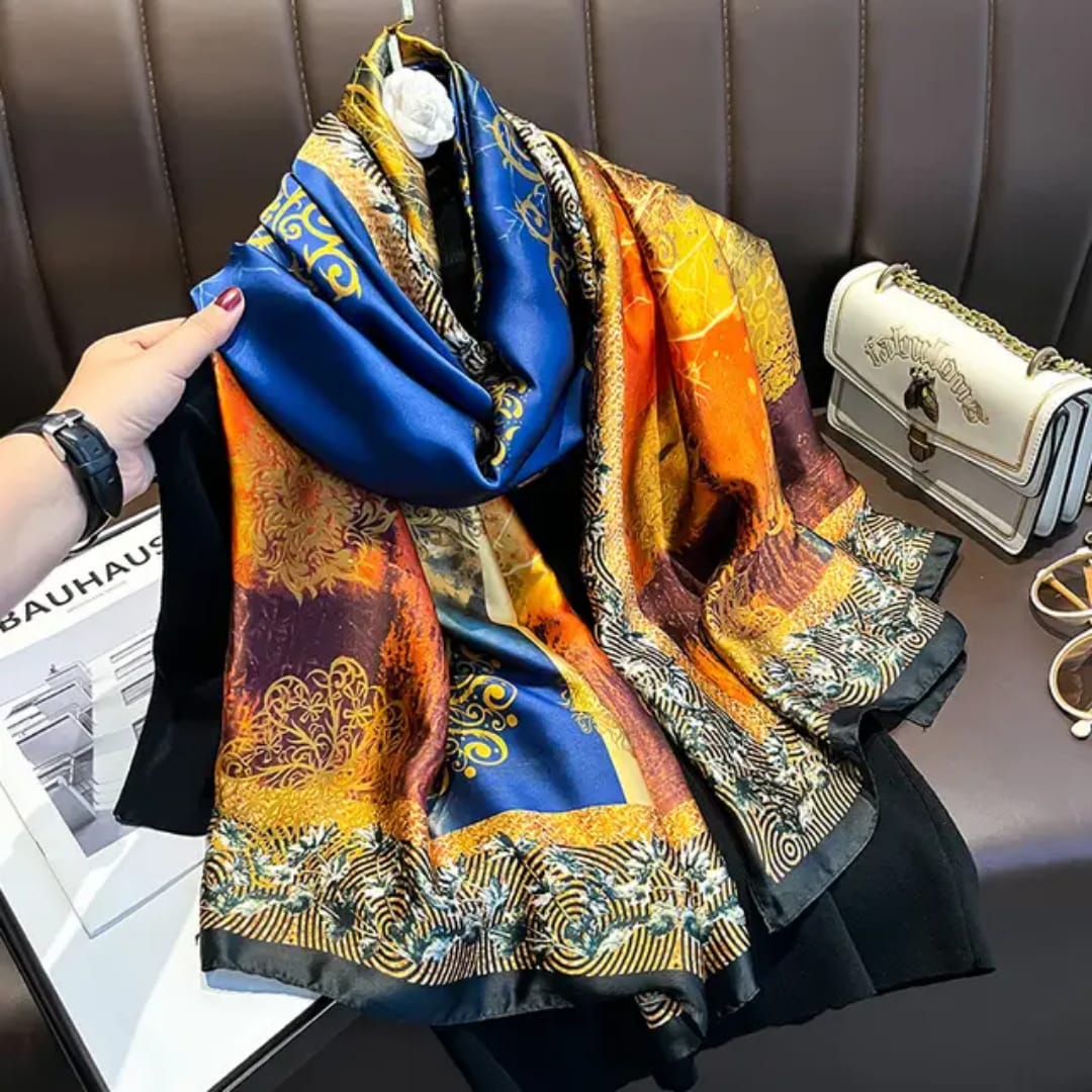Premium Multicolor Abstract Silk Satin Scarf