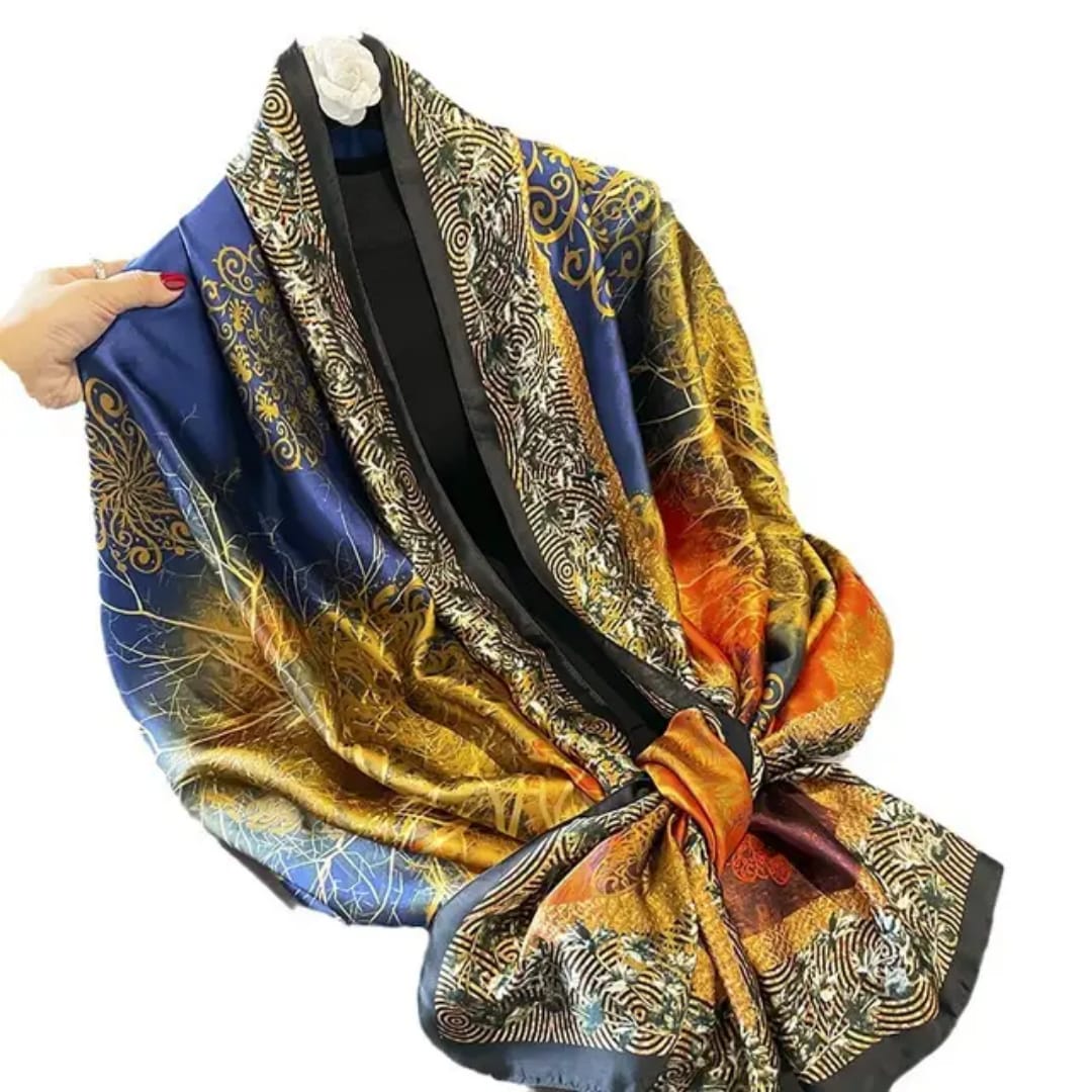 Premium Multicolor Abstract Silk Satin Scarf