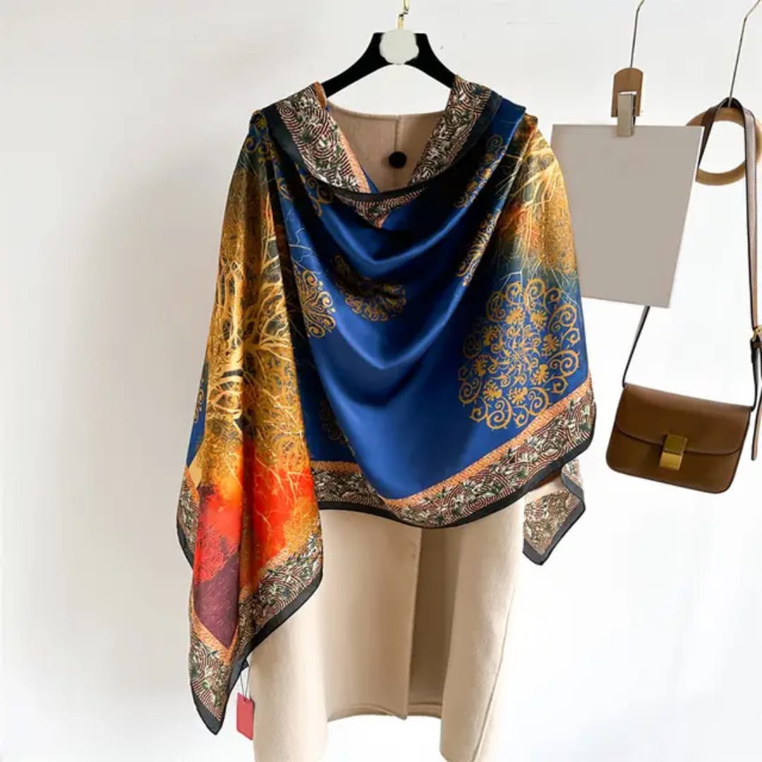 Premium Multicolor Abstract Silk Satin Scarf