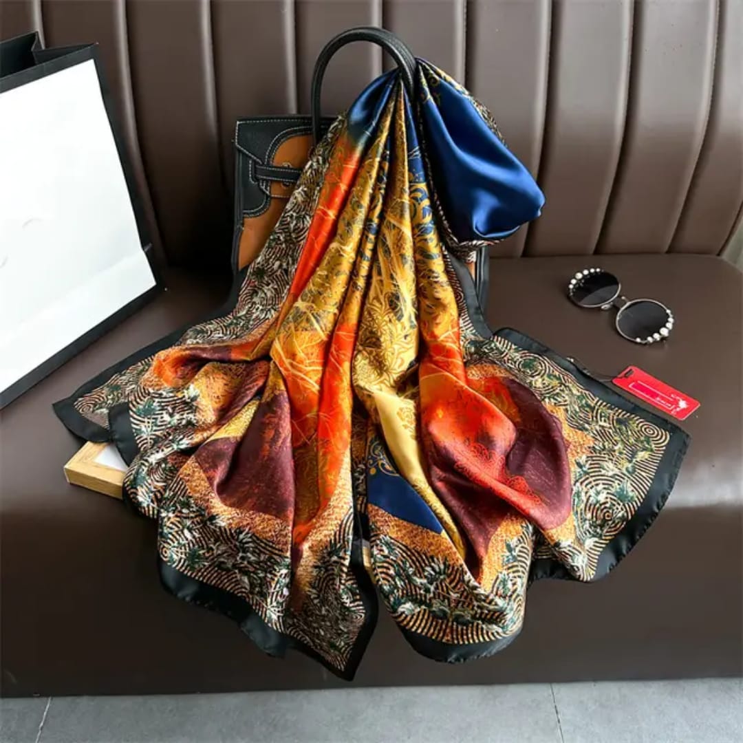 Premium Multicolor Abstract Silk Satin Scarf