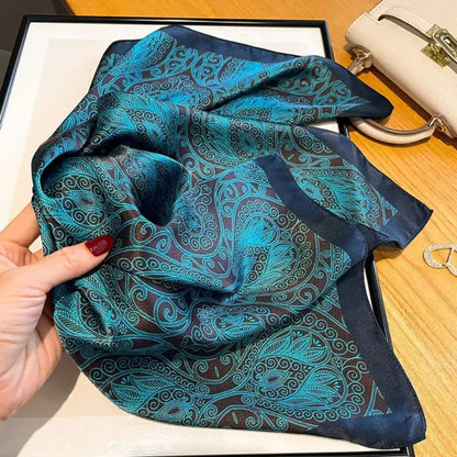 Premium Blue & Maroon Paisley Satin Silk Scarf