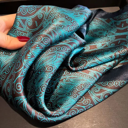 Premium Blue & Maroon Paisley Satin Silk Scarf