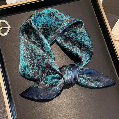 Premium Blue & Maroon Paisley Satin Silk Scarf